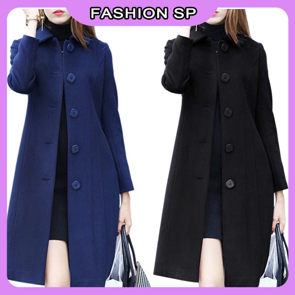 Novo Casaco De Lã De Inverno Feminino Longo Estilo Britânico em Oferta na Shopee