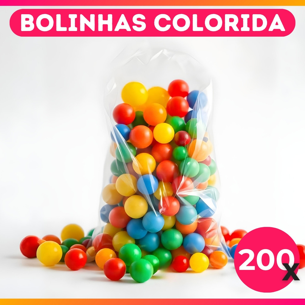 Saco 200 Bolinhas Coloridas Piscina Infantil Bola de Brinquedo Não Amassam Resistente - OFERTA