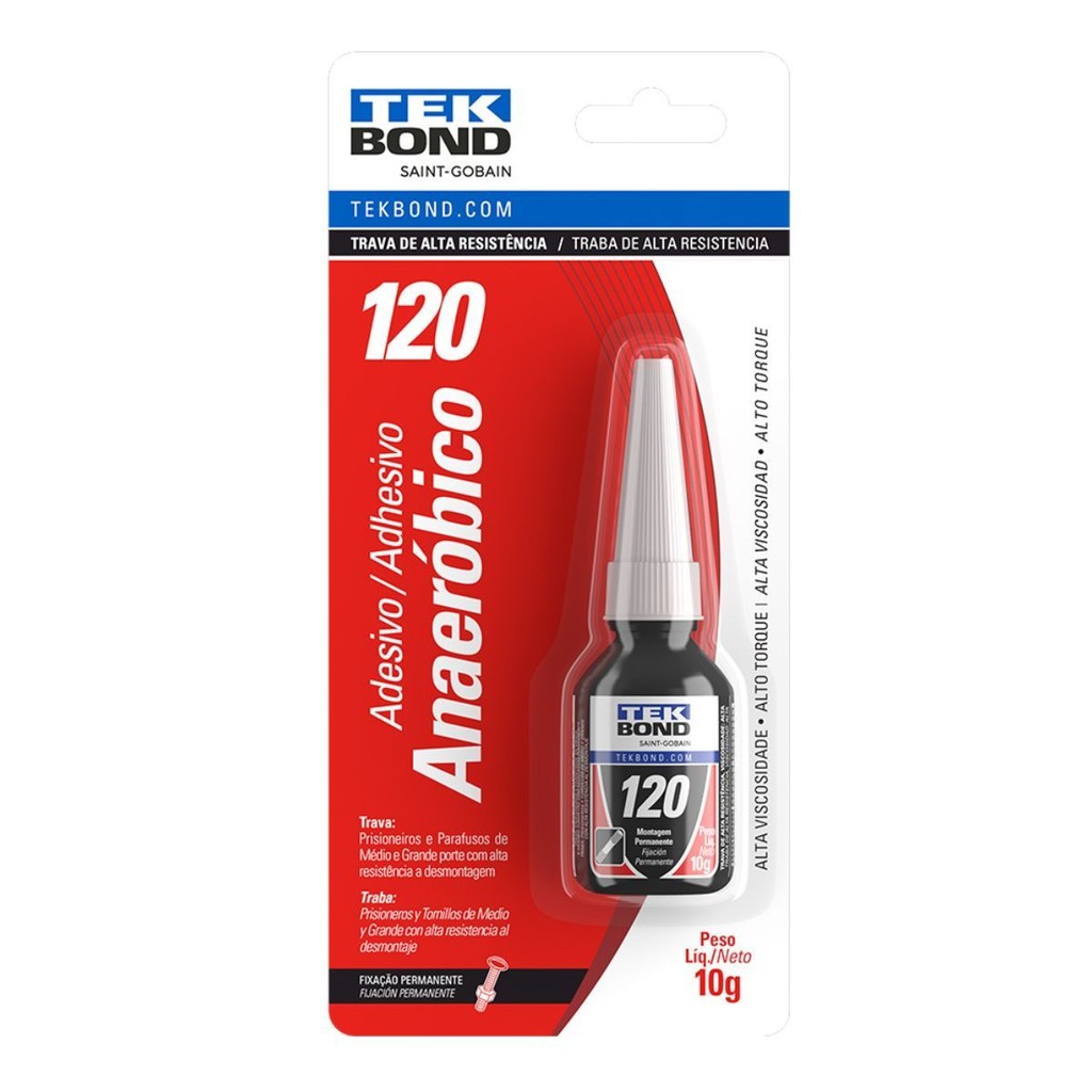 Trava Parafuso Alto Torque Vermelho 120 10g Tek Bond