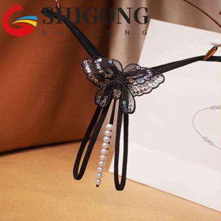 SHIGONG Roupa Íntima Feminina Bordada Borboleta Pérola Tanga em Oferta na Shopee