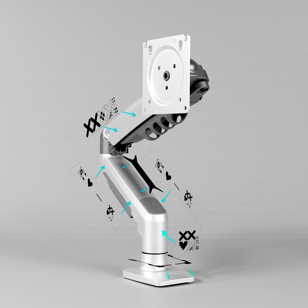 Suporte Articulado de Mesa, Monitor 17 a 35", Pistão a Gás, Giro 360° até 9kg Branco, F80SKIN-W, ELG em Oferta na Shopee