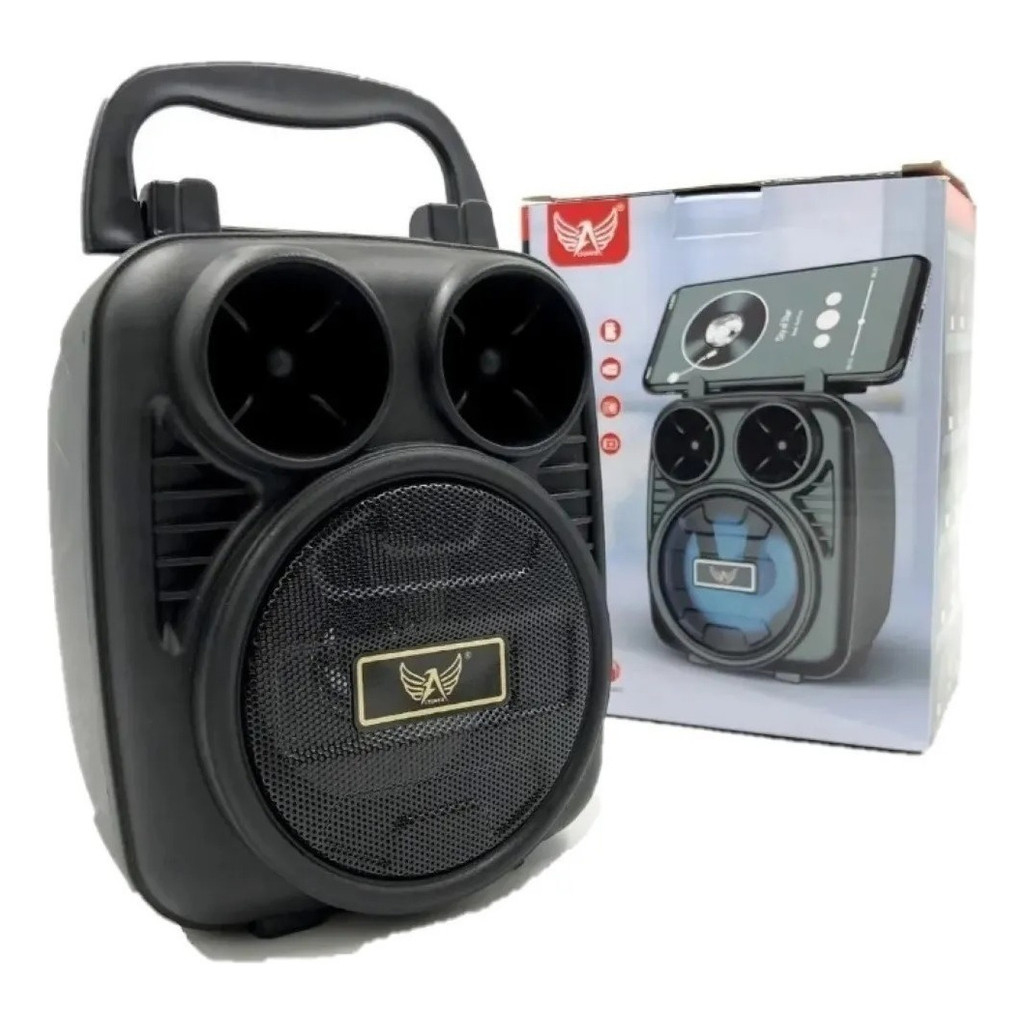 Caixa De Som Bluetooth Led Com Led Radio Fm Media Portatil Cor Preto 110v/220v