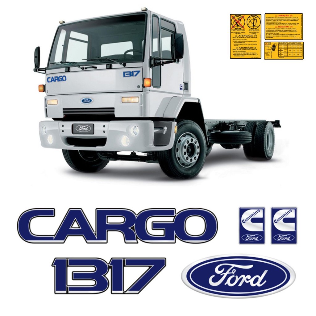 Kit Emblemas Cargo 1317 Adesivos Caminhão Ford Cummins