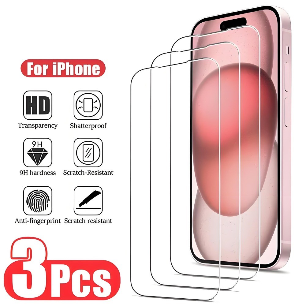 1-3 Pçs Película Protetora De Vidro HD Para iPhone 17AIR 16 Pro Max 16E 15 14 13 12 11 6s 7 8 Plus X XS XR mini SE