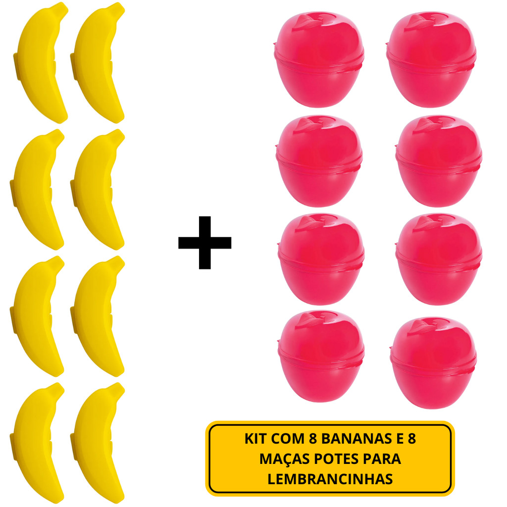 8 Porta Mix Banana 8 Porta Mix Maça Festa Lancheira Criança