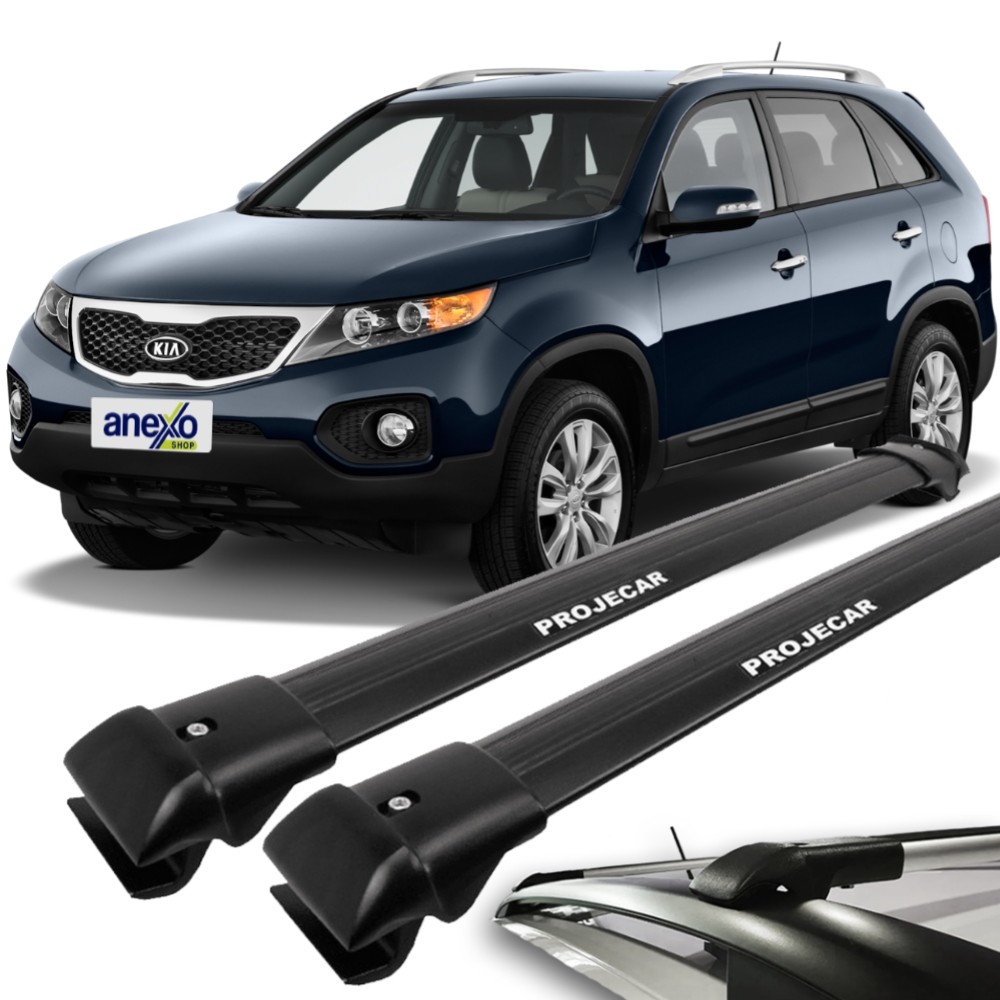 Rack de Teto Sorento 2010 a 2011 Projecar TS-2005 Travessa Longarina Slim Preta Par