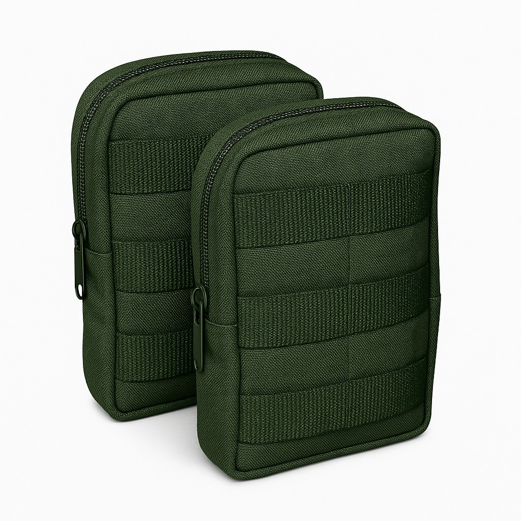 Kit 2 Bolso Modular Verde Para Cinto Colete Plate Policial Segurança Profissional Assaut