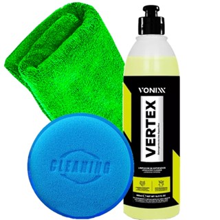 Kit Vonixx Limpeza Automotiva Limpa Estofados Bancos Tecidos Vertex Toalha Microfibra Aplicador Espuma Cleaning Karbox em Oferta na Shopee