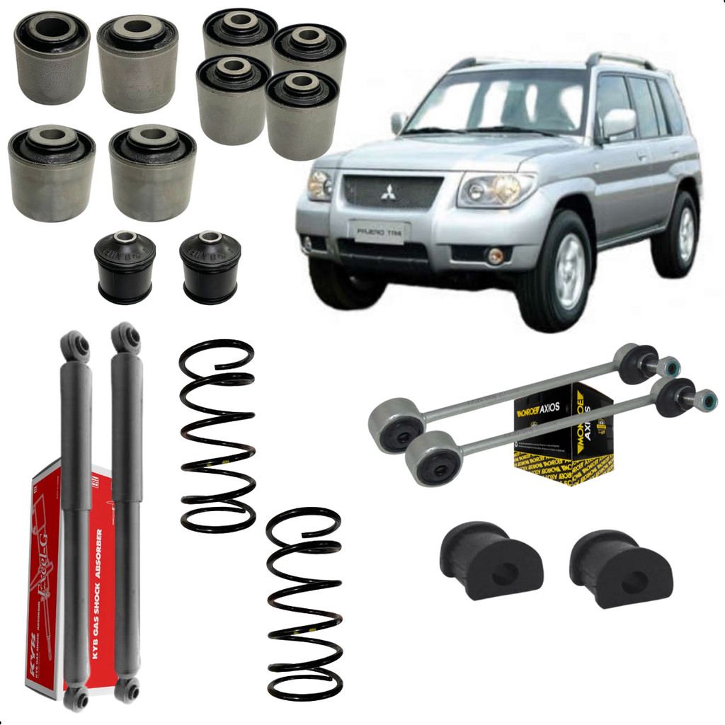 Suspensão Traseira Pajero TR4 Amortecedor+Kit 12 buchas+Mola