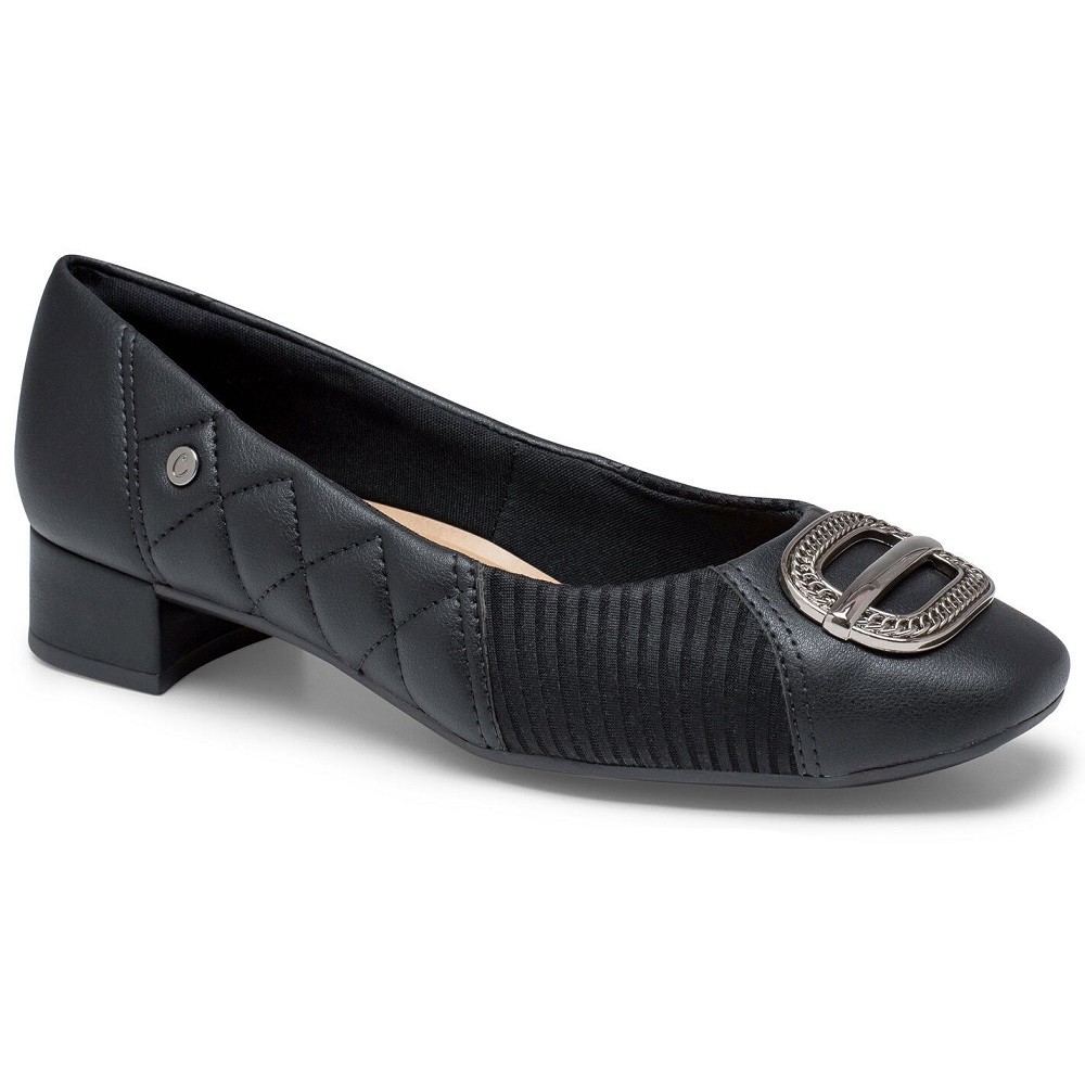 Sapato Feminino Campesí Salto Baixo Bloco Preto L9091-0005