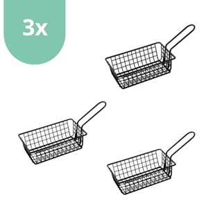 Kit 3x Cesto Servir Batata Frita Frango Restaurante Retangular Preto Aramado em Oferta na Shopee