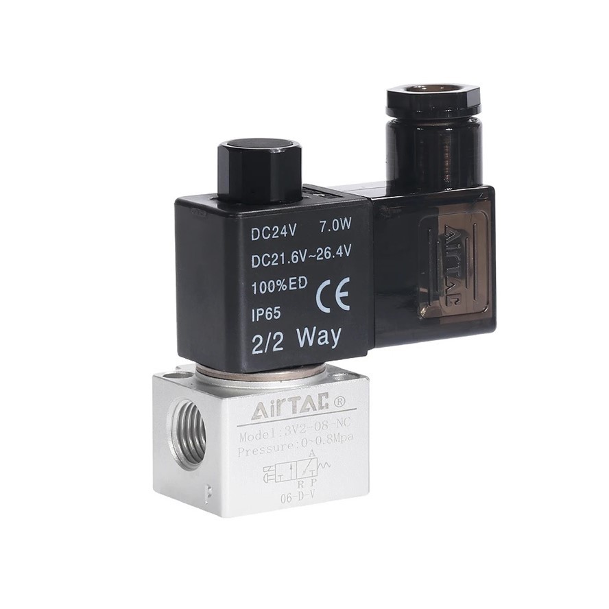 Válvula Solenoide Poppet Airtac 3/2 Vias 1/4 Normal Fechada
