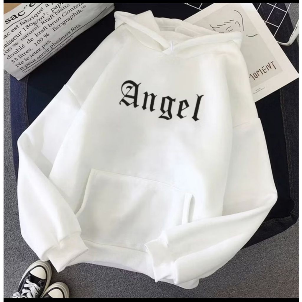 Moletom Angel Unissex Casaco Blusa de Frio com Capuz Moleton Canguru