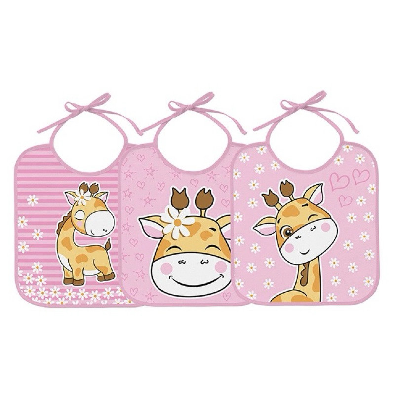 Kit 3 Babador Felpudo Menino e Menina com Tecido 100% Algodão e Forro Impermeável