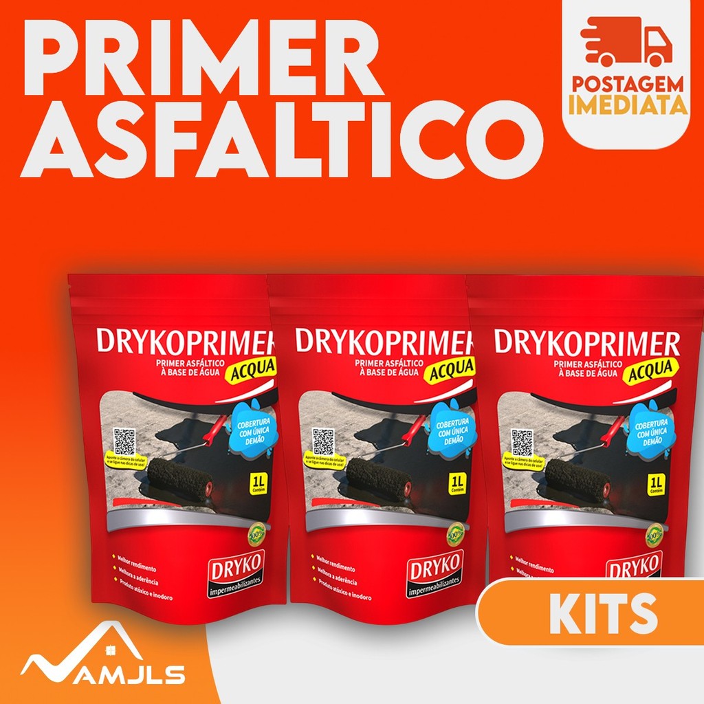 Primer Manta Liquida Asfáltico Base Água Kit Com 6 Unidades - Dryko 1L