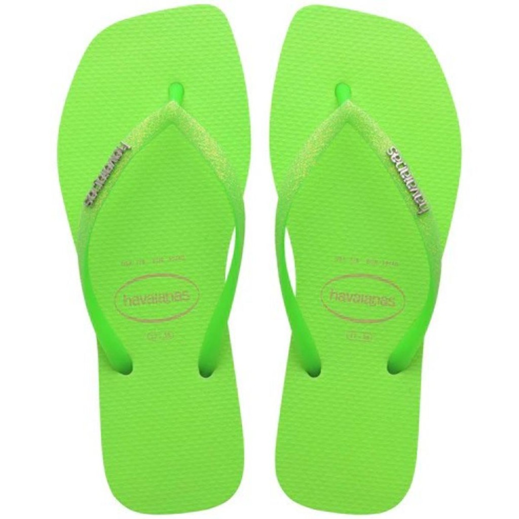 Chinelo Havaianas Slim Square Glitter Neon Feminino - Verde