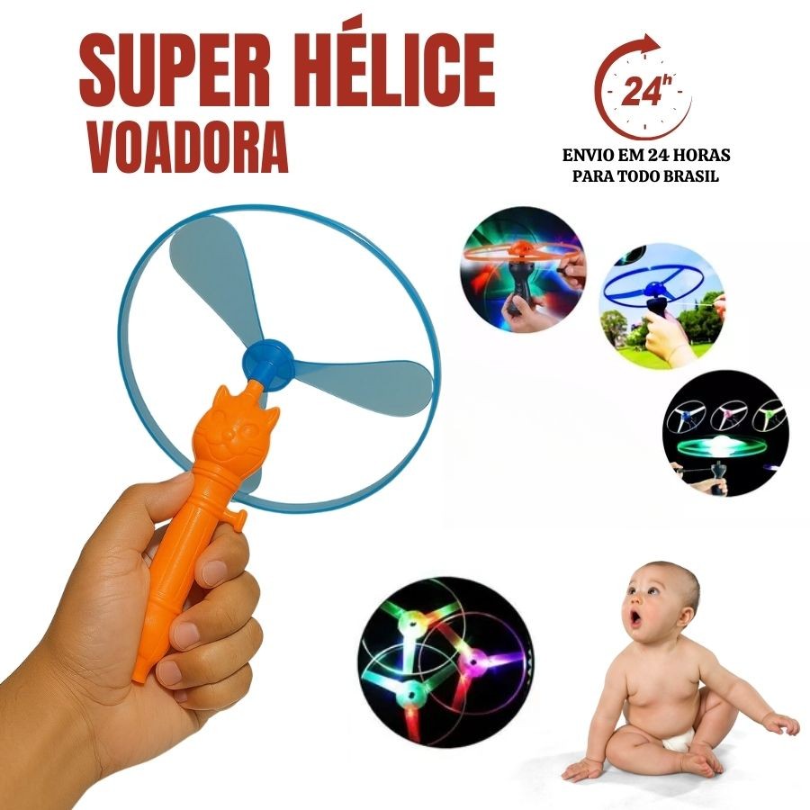Brinquedo Voador com Lançador de Hélice DUTETOYS