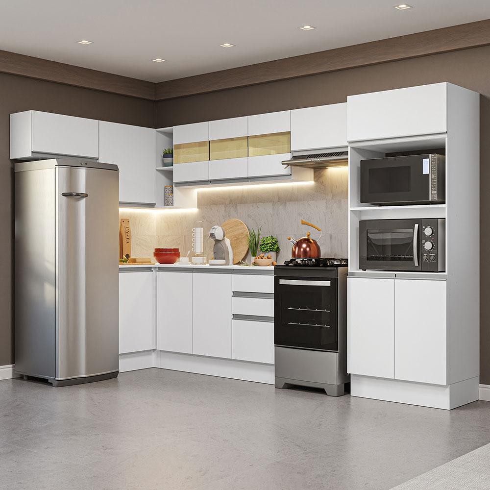 Armário de Cozinha Completa de Canto 100% MDF 447cm Smart Madesa 01