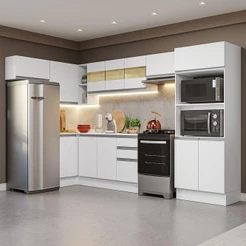 Armário de Cozinha Completa de Canto 100% MDF 447cm Smart Madesa 01