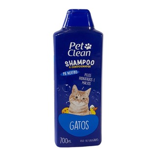 Shampoo e Condicionador Gatos 2 em 1 Pet Clean 700 ML