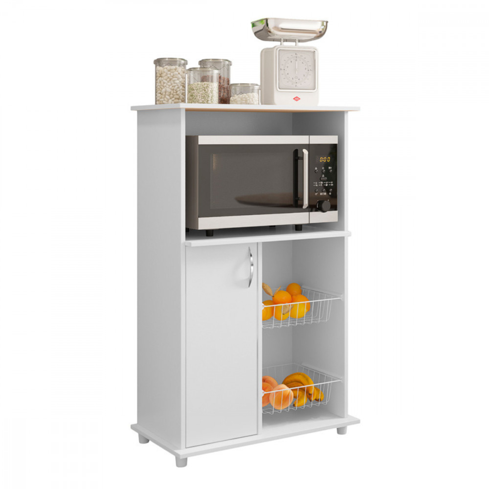 Balcão de Cozinha Balli 1 Porta Branco Brilho New com 2 Cestos Notável em Oferta na Shopee