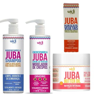 Kit Juba Shampoo 500ml,  Encrespando  500ml, mascara butter oil e  blend  de oleos widi care em Oferta na Shopee