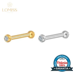 Piercing Helix Flat Conch Barbell Titânio Pvd Lapidada Com Zircônia Cravada Rosca Externa