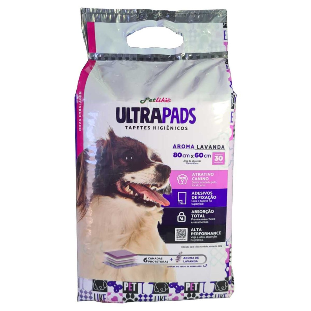 Tapete Higiênico para Cães Aromatizante Lavanda 80x60 30Un
