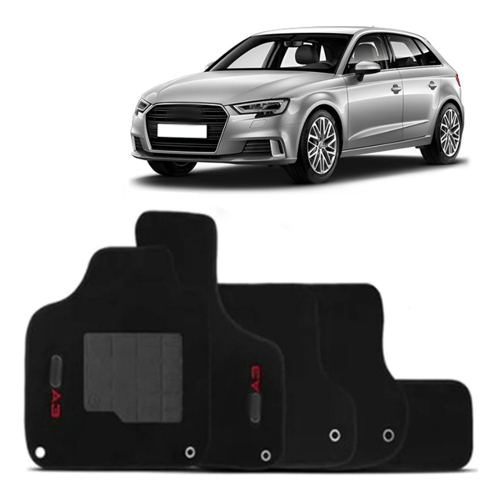 Kit de tapetes 5 peças específico A3 Sportback 2007 ... 2012 Carpete Preto