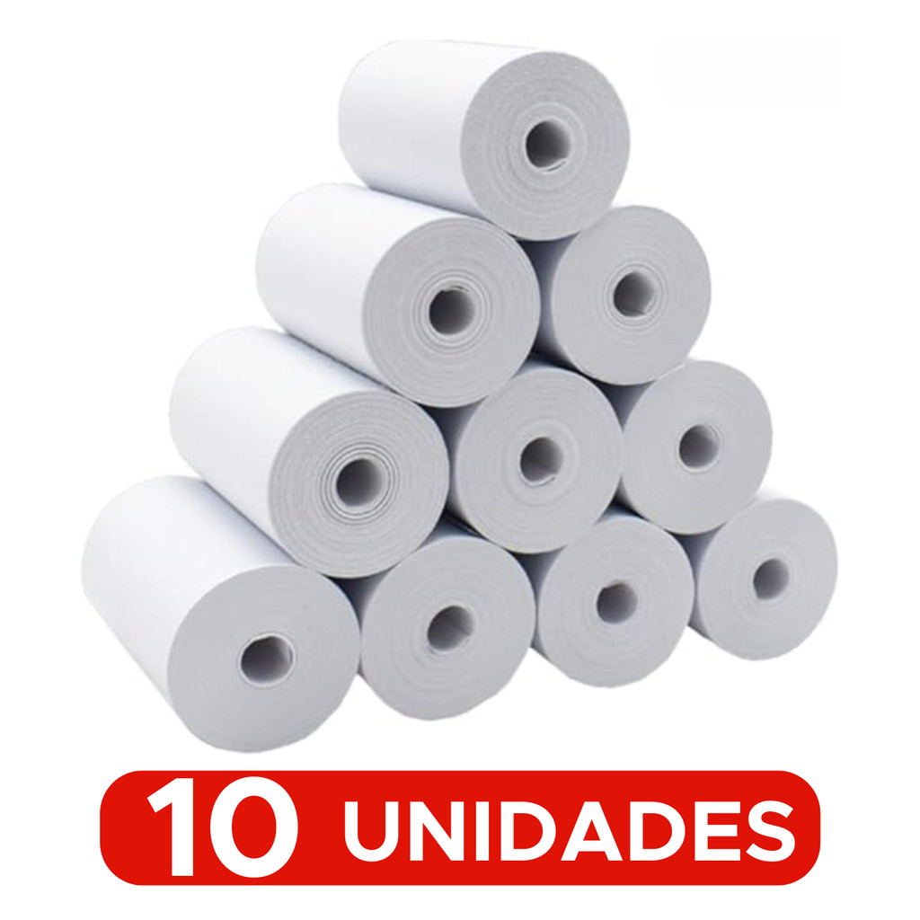 Kit Com 10 Bobinas Térmicas 80 mm × 40 m para Cupom Fiscal Epson Bematech Elgin Daruma