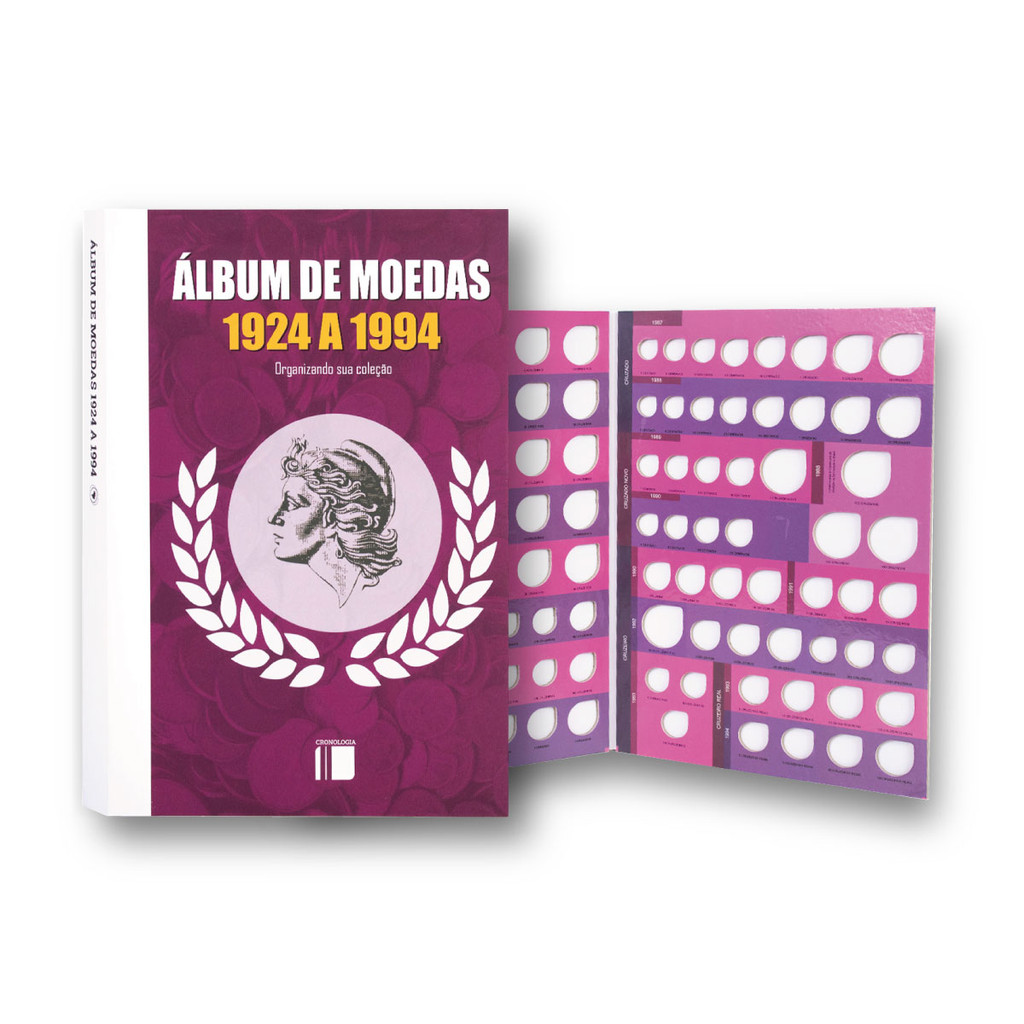 Álbum Para moedas 1924 Até 1994 Réis, Cruzado e Cruzeiro