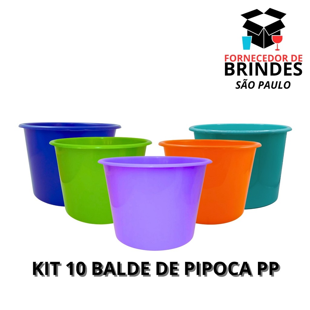 10 BALDES DE PIPOCA 1,5L PP PARA PERSONALIZAR E ADESIVAR FESTA em Oferta na Shopee