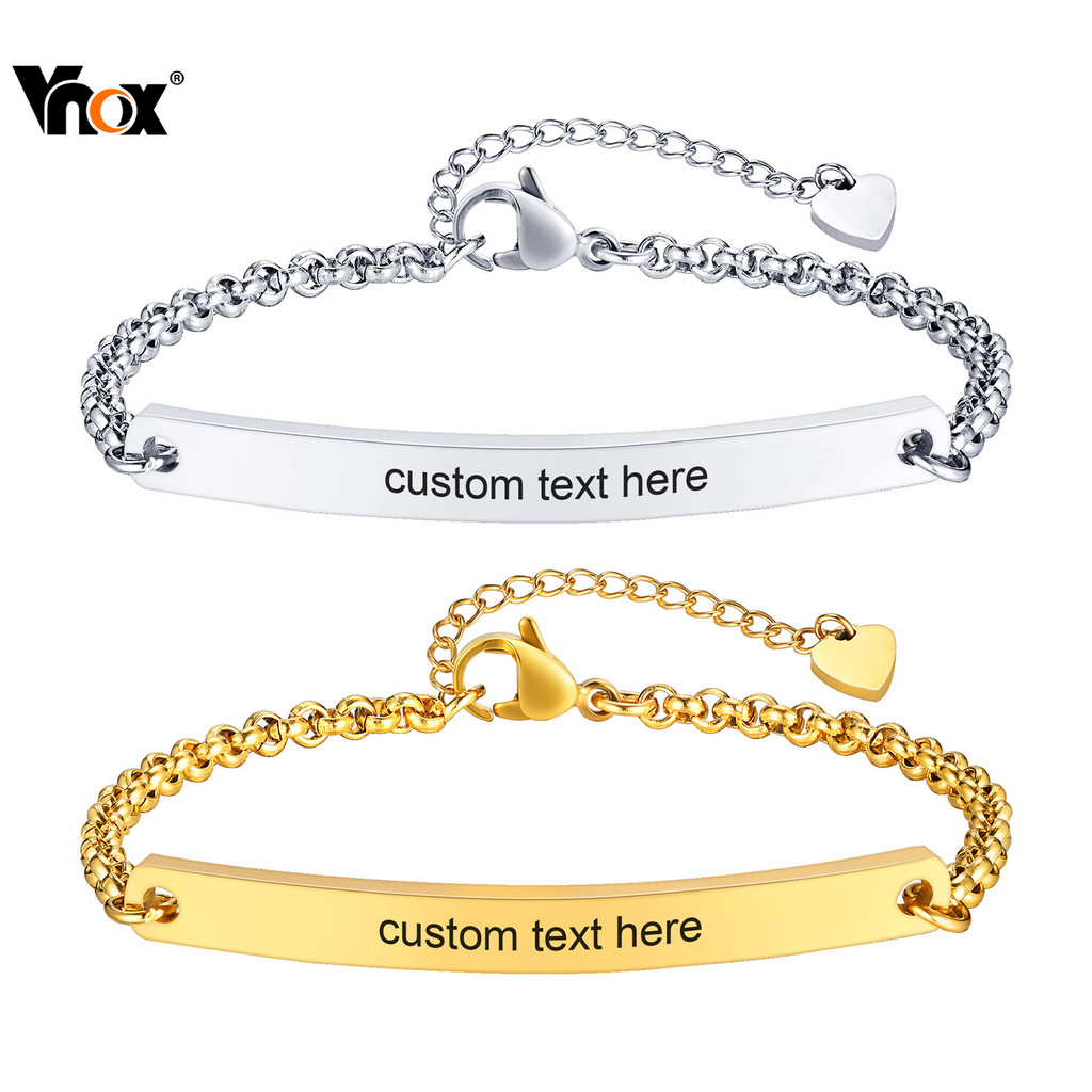 Pulseira Ajustável Personalizada De Aniversário Com Nome Vnox Para Mulheres E Meninas , Antialérgica Que Não Desbota , P em Oferta na Shopee