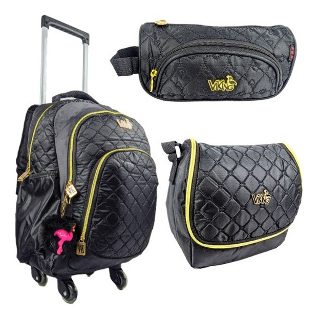 Kit Mochila Rodinha Juvenil Feminina Mh Escolar 3 Peças Vozz