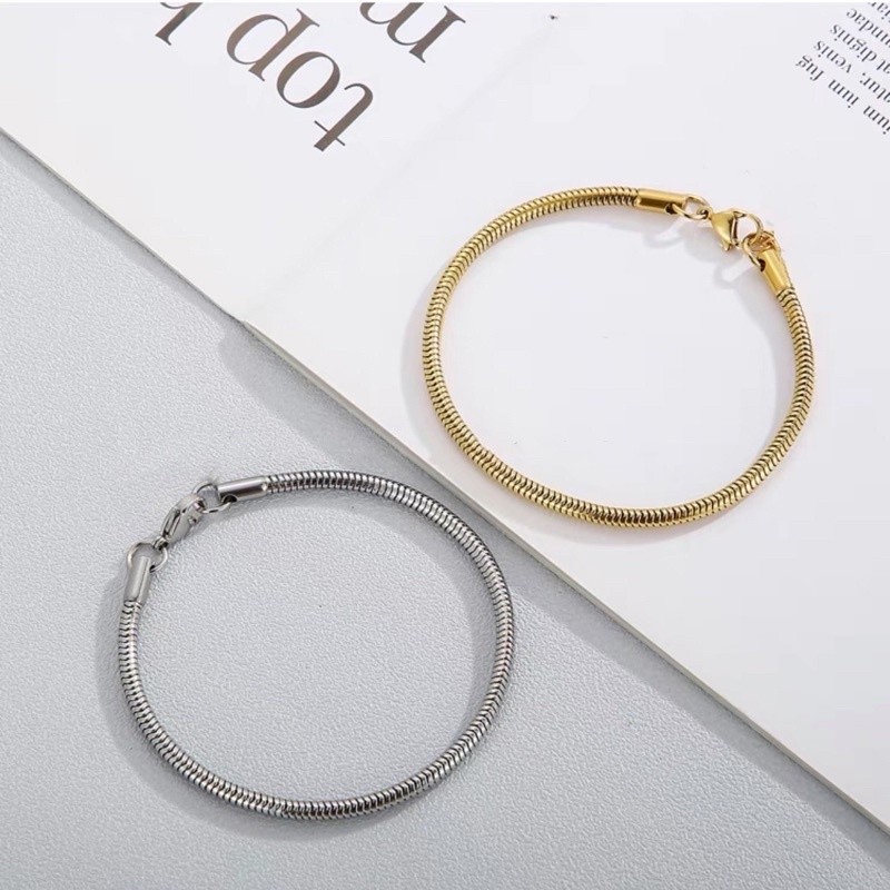 Pulseira de Laminado Aço Inoxidável Rabo de Rato Dourado e Prata Masculina Feminina