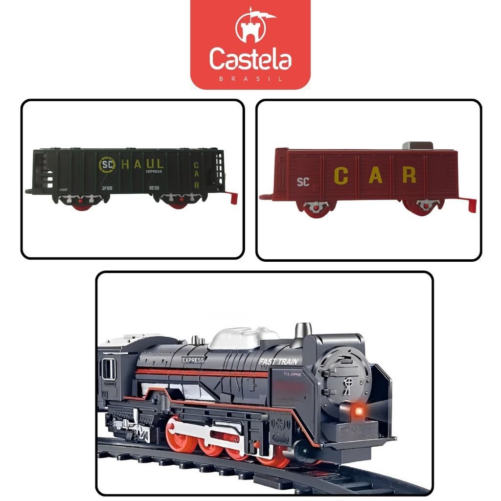 Locomotiva Com Dois Vagões Trenzinho Com Luz e Som CBS0033 - Castela · foto 2