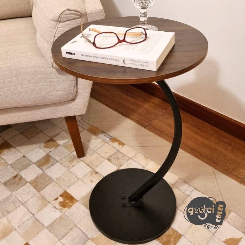 Mesa Decorativa Lateral Canto Oval ou Redonda Apoio Sofá Cama Multiuso