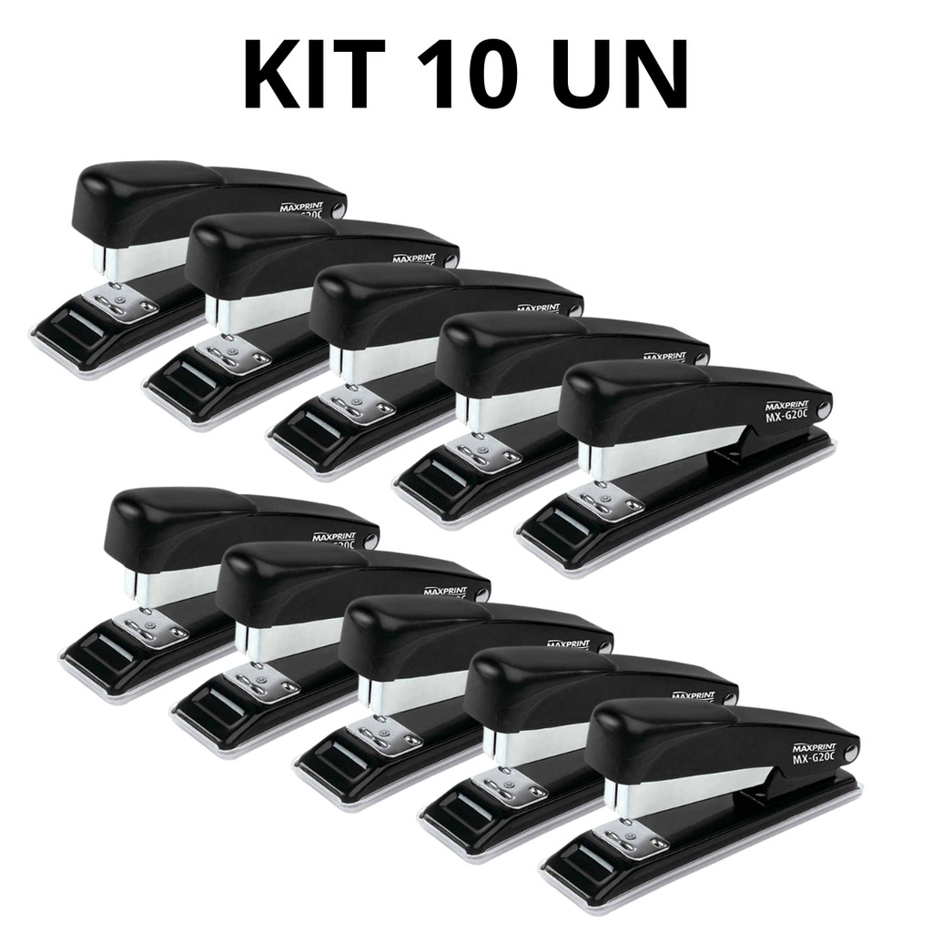 Kit 10 Grampeador Metal 20 Folhas MX-G20C 714465 Maxprint em Oferta na Shopee