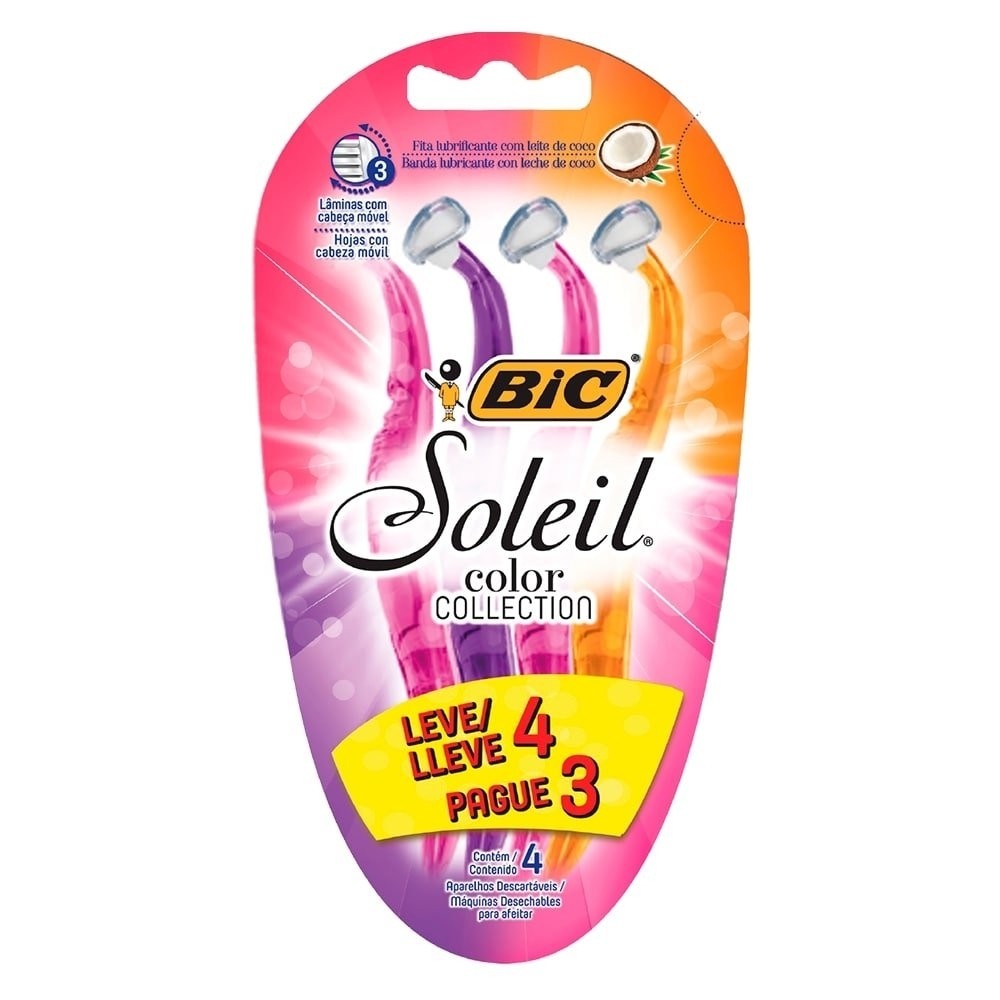 Aparelho Bic Soliel Feminino Embalagem com 4 Unidades em Oferta na Shopee