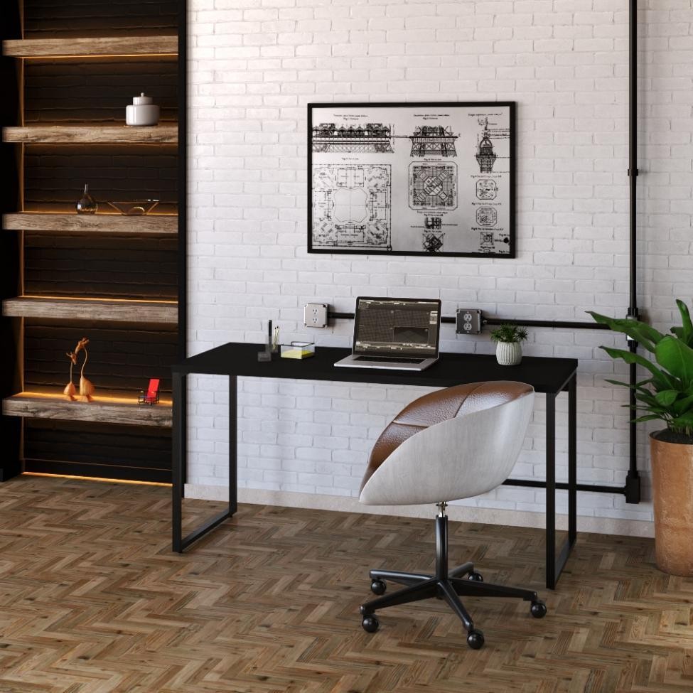 Mesa de Escritório Kuadra I Preta 150 cm - Home & Living