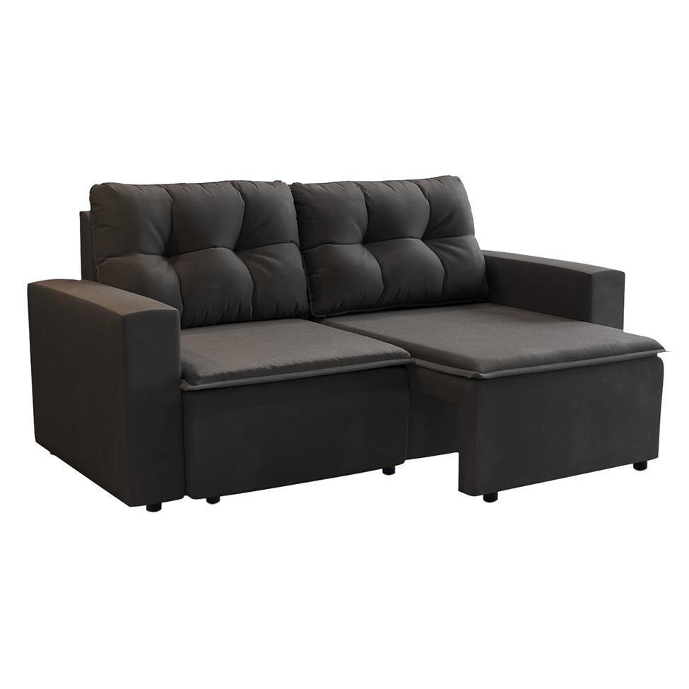 Sofá 3 Lugares Retrátil Amsterdã II Suede Preto 210 cm em Oferta na Shopee