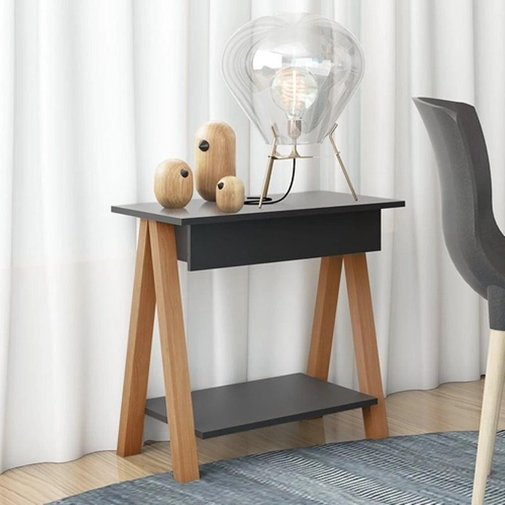 Mesa Lateral Old Tebarrot Móveis Preto Amêndoa 1 Gav Office