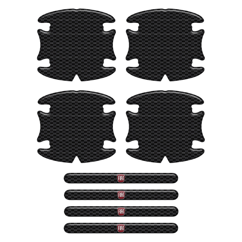 Adesivos Protetor de Maçaneta Fiat Carbono Preto Resinado