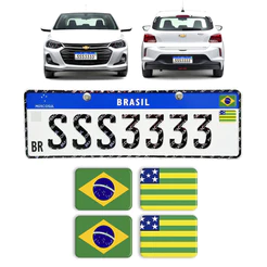 Adesivos Bandeiras Brasil e Goias Placa Nova Carro Resinado
