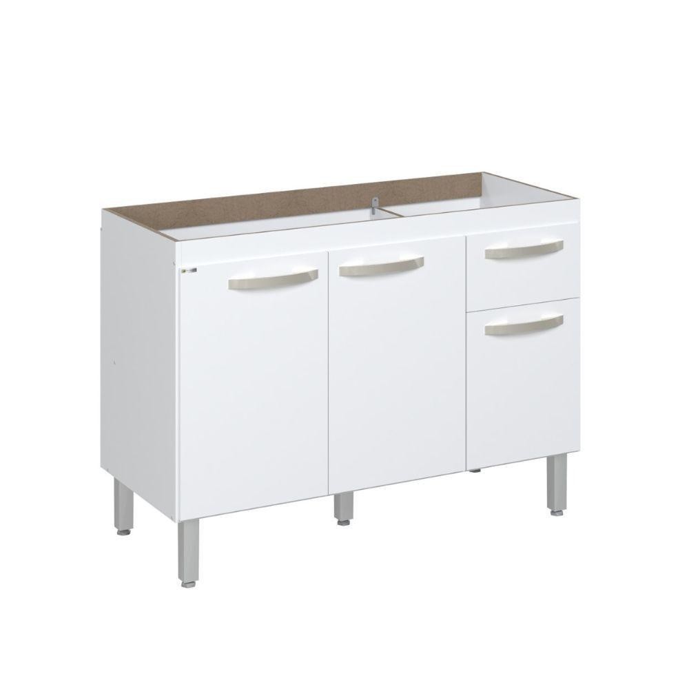 Balcão Flat De Cozinha Para Pia 3 Portas 1 Gaveta Rorato Branco em Oferta na Shopee