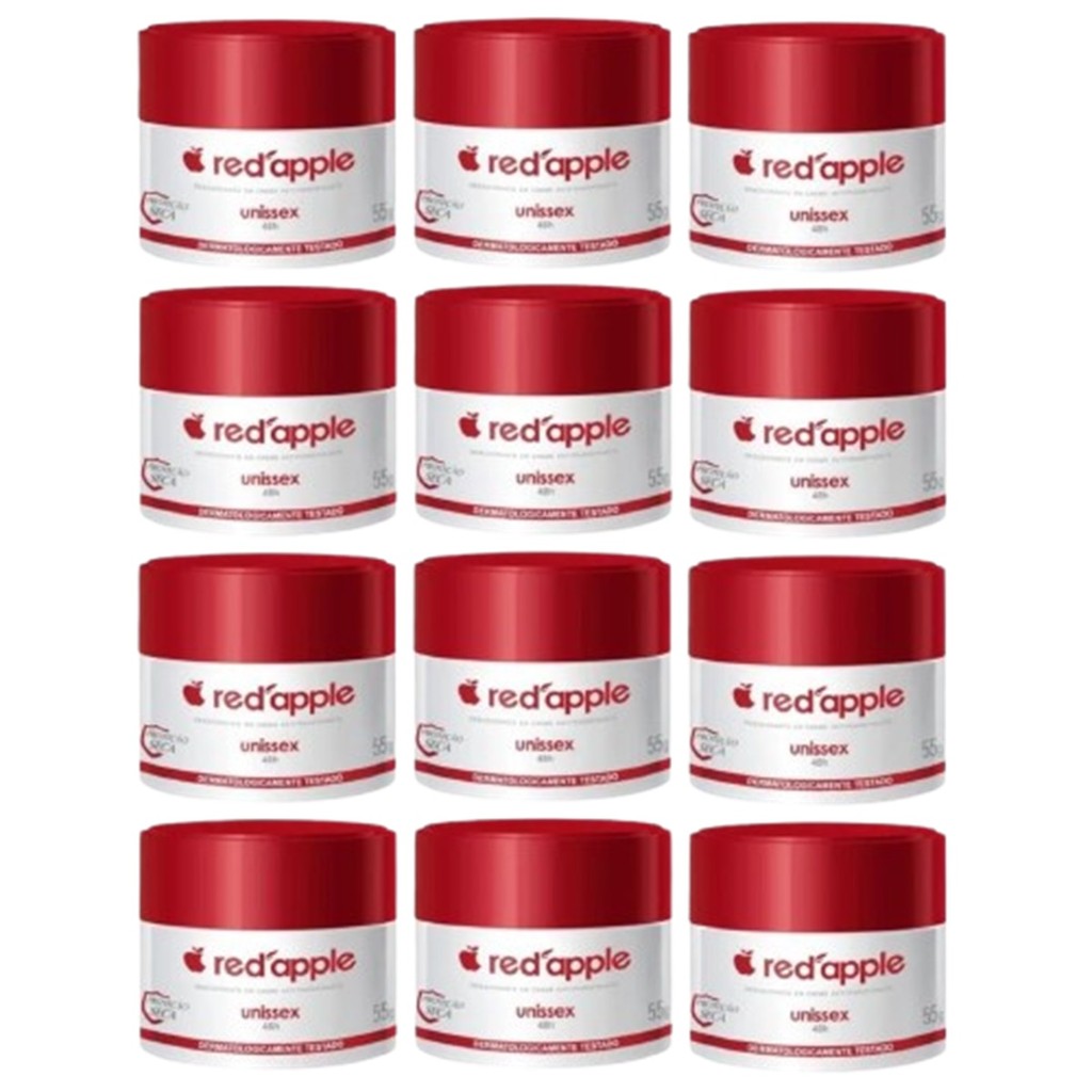 Kit 12 Desodorante Creme Red Apple Unissex 55 Gramas em Oferta na Shopee