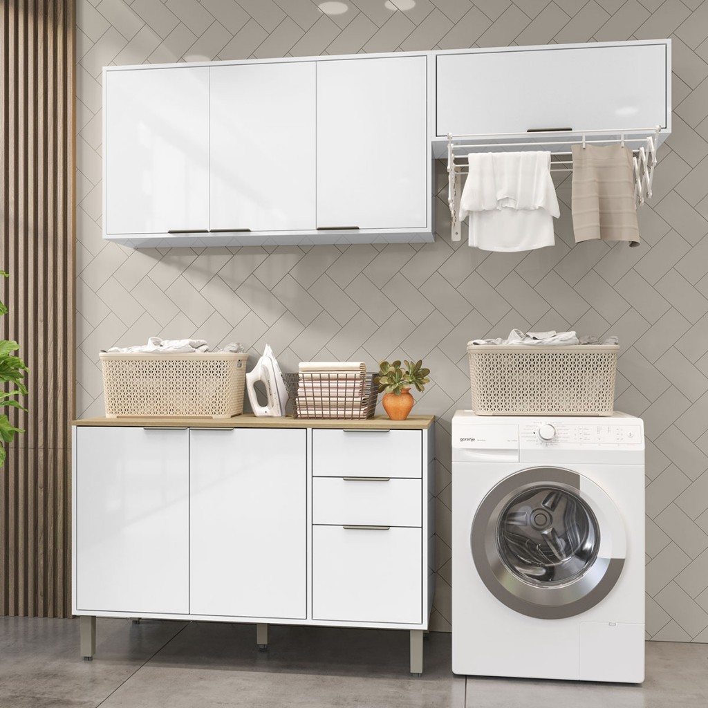 Lavanderia Completa Glória 7 Portas 2 Gavetas em Oferta na Shopee