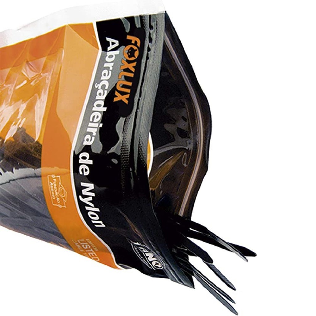 Abraçadeira de Nylon Foxlux 100un Preto | resistência reforçada, fixação prática