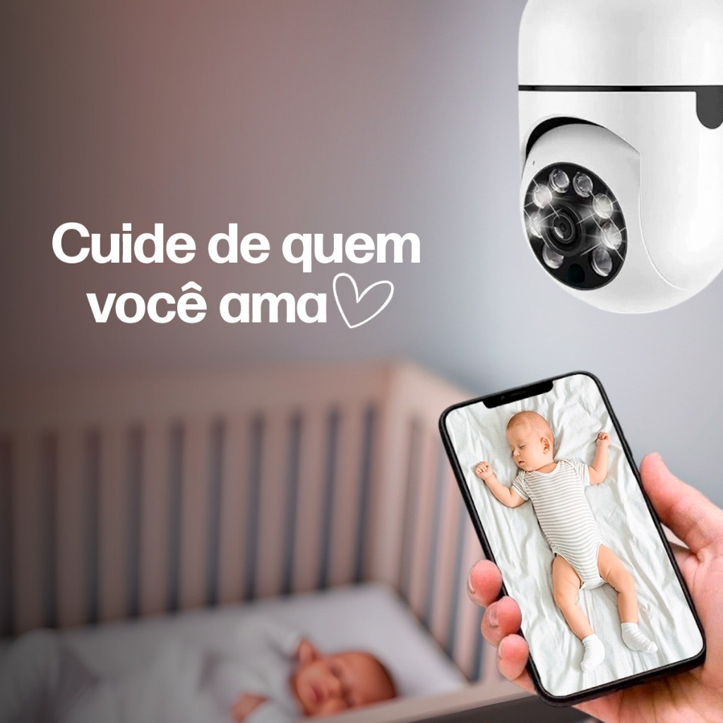Kit 10 Câmera de Segurança Ip Wifi Bocal Soquete E27 Rotativa Espiã Noturna App Icsee Yoosee Jortan - detalhe