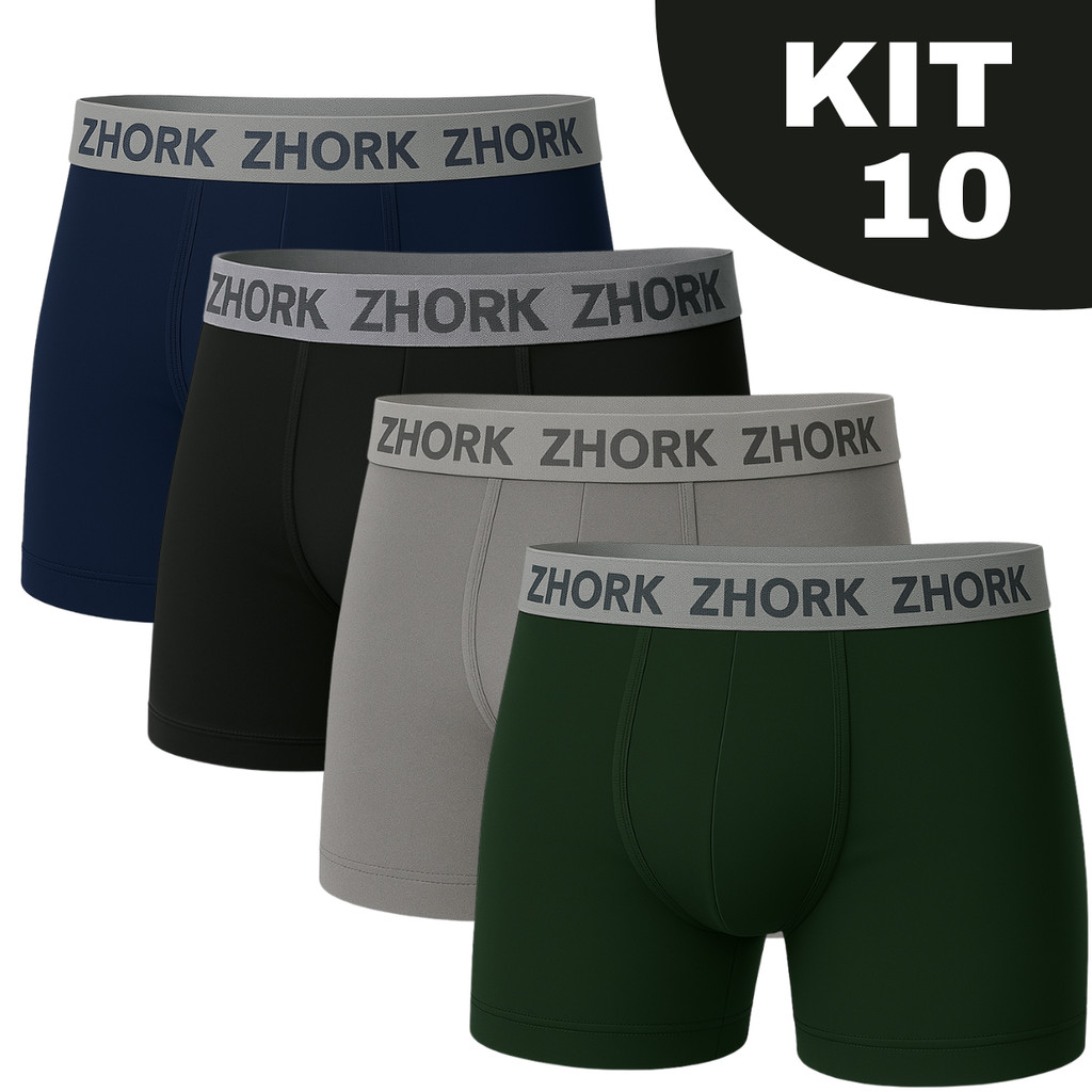 Kit com 10 Cuecas Boxer Box Microfibra Premium ZHORK 810-K10-C3 em Oferta na Shopee